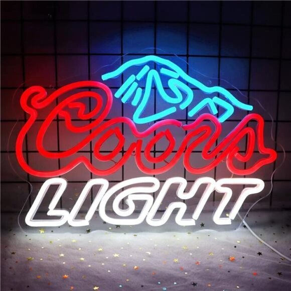 Coors LIGHT Beer Mountain LED Neon Sign Wall Decor Man Cave Restaurant Bar
